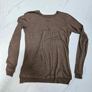 Inhabit Chocolate Brown 100% Cotton Long Sleeve Crewneck Knit Sweater